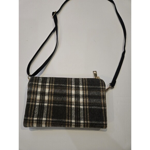 Jen & Co. Riley Plaid 3 Compartment Crossbody/Wristlet. - Picture 1 of 8